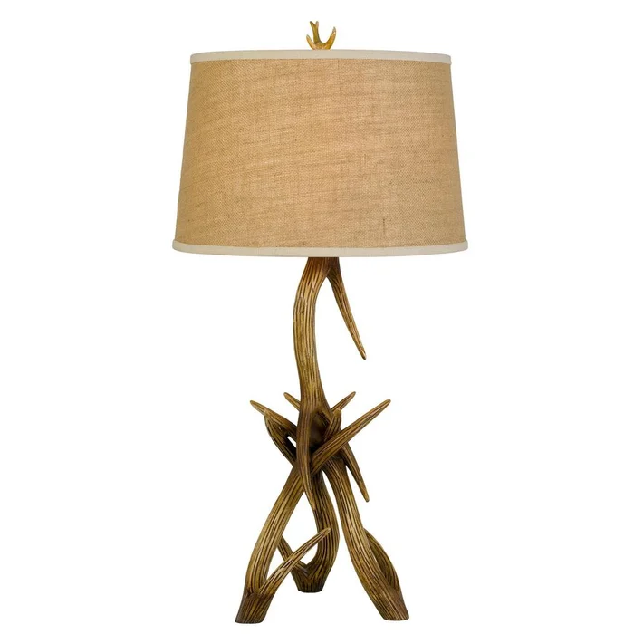 150W 3 Way Drummond Antler Resin Table Lamp With Burlap Shade By Cal Lighting – Antler