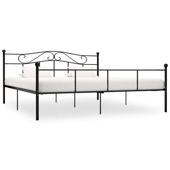 284528 vidaXL Bed Frame without Mattress Black Metal 180×200 cm Super King
