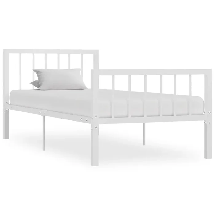 284562 vidaXL Bed Frame without Mattress White Metal 90×200 cm