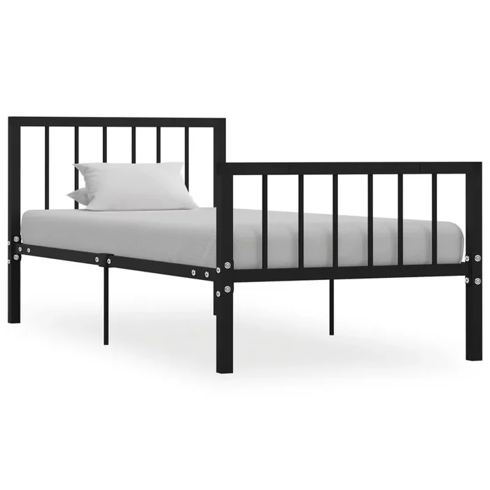 284568 vidaXL Bed Frame without Mattress Black Metal 90×200 cm