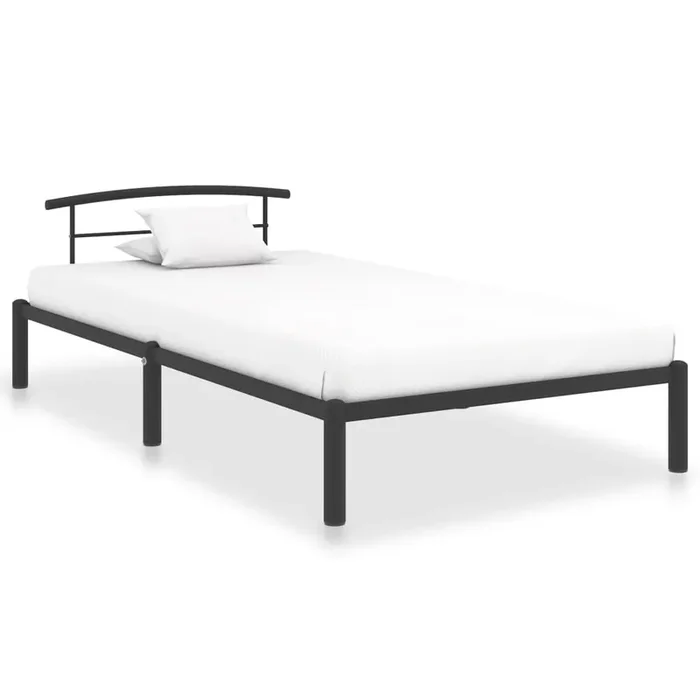 284656 vidaXL Bed Frame without Mattress Black Metal 90×200 cm