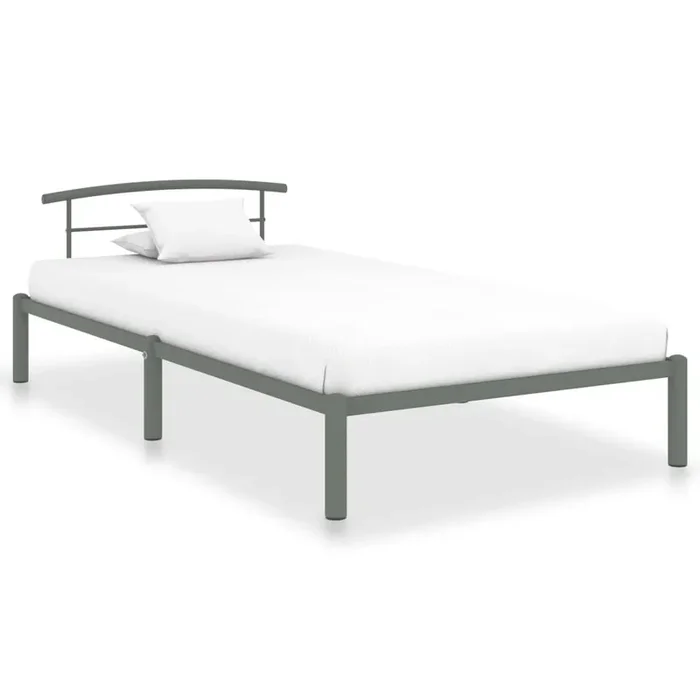 284662 vidaXL Bed Frame without Mattress Grey Metal 90×200 cm