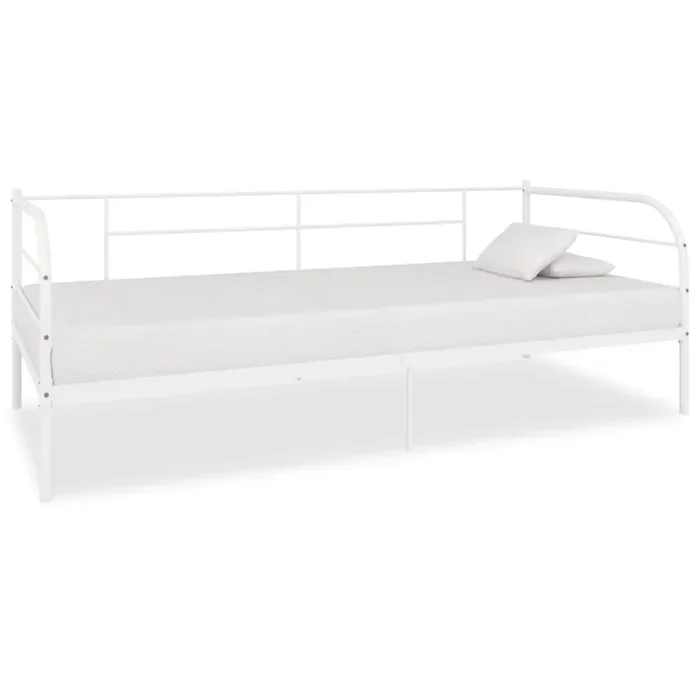 284672 vidaXL DayBed Frame without Mattress White Metal 90×200 cm