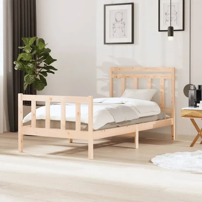3100709 vidaXL Bed Frame without Mattress Solid Wood 100×200 cm (810072+814079)