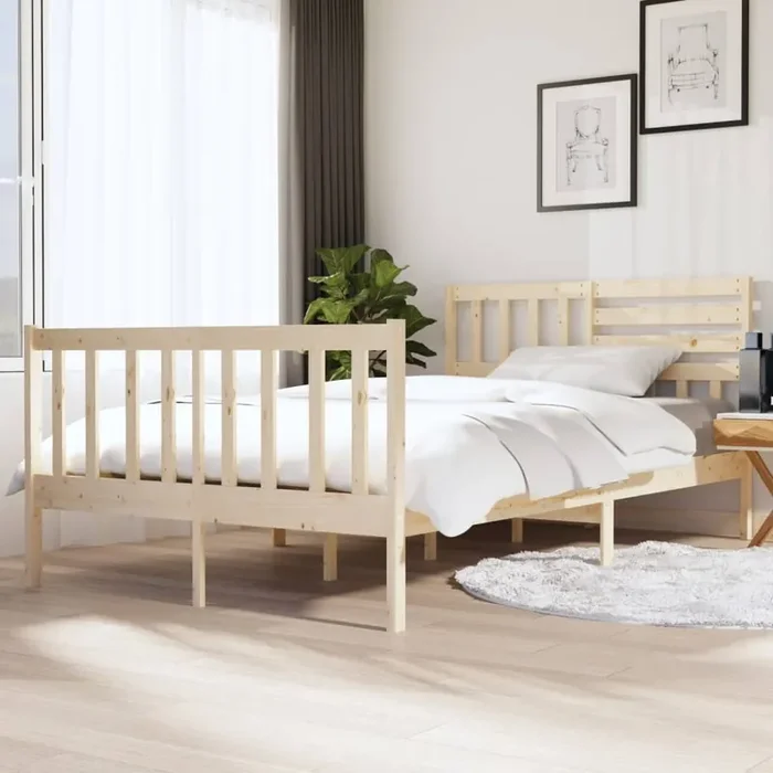 3101133 vidaXL Bed Frame without Mattress Solid Wood 140×190 cm (810062+814144)