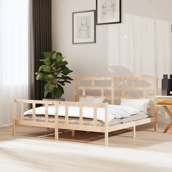 3101368 vidaXL Bed Frame without Mattress Solid Wood 200×200 cm (810102+814214)