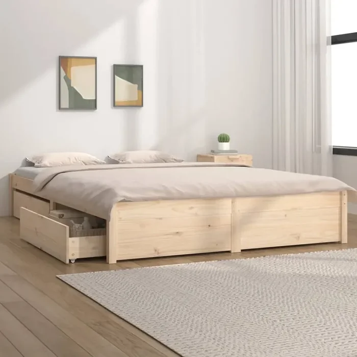 3103513 vidaXL Bed Frame without Mattress with Drawers 140×200 cm (814949+814999)