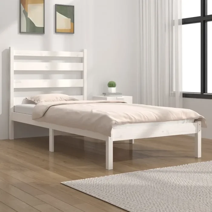 3103639 vidaXL Bed Frame without Mattress White Solid Wood 100×200 cm (810008+818406)