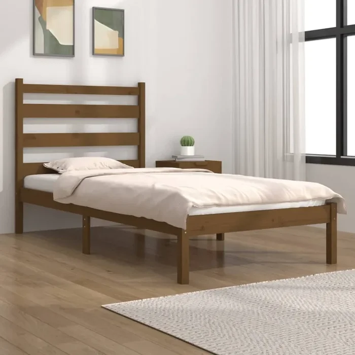 3103641 vidaXL Bed Frame without Mattress Honey Brown Solid Wood 100×200 cm (810010+818408)