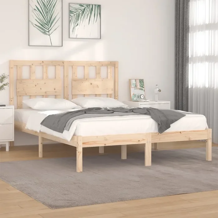 3103943 vidaXL Bed Frame without Mattress Solid Wood Pine 160×200 cm (810027+818580)