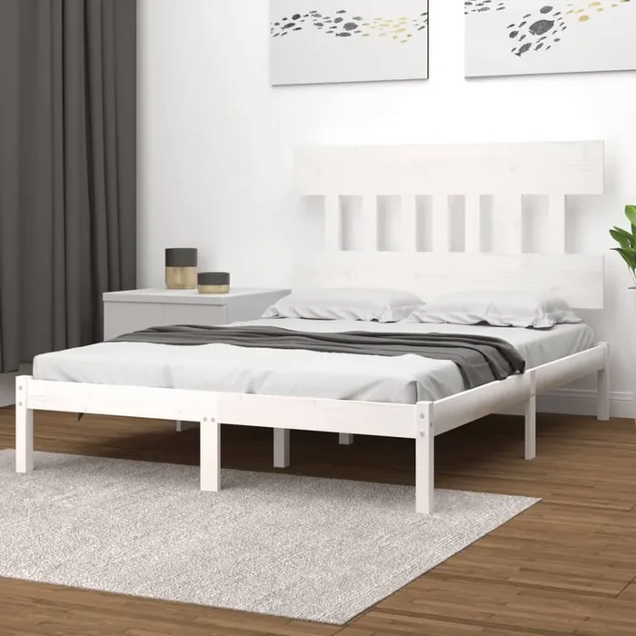 3104759 vidaXL Bed Frame without Mattress White 200×200 cm Solid Wood