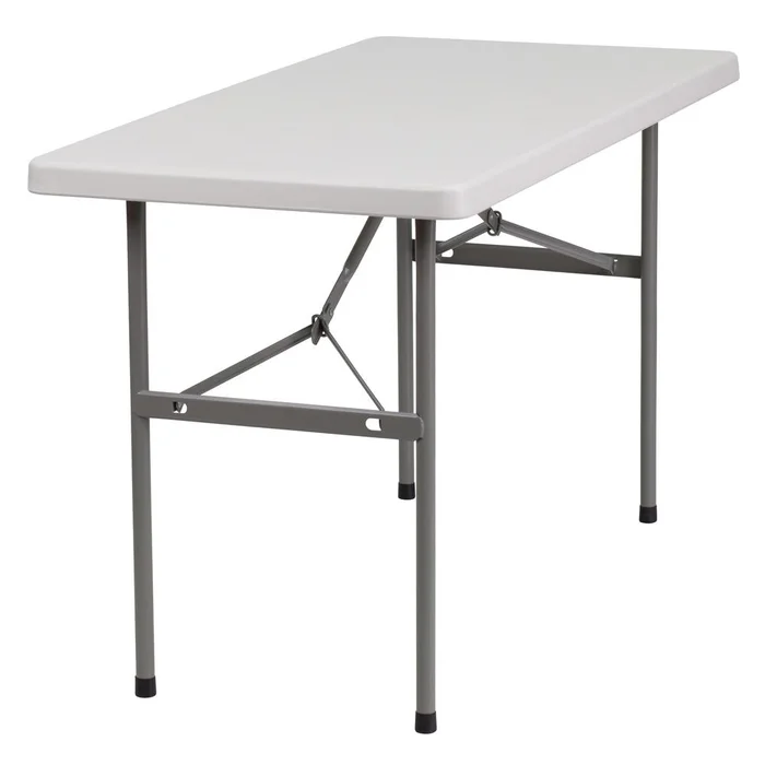 4-Foot Granite In White Plastic Folding Table By Flash Furniture – White