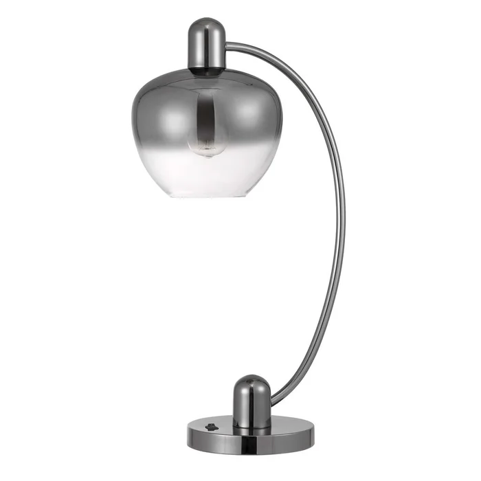 40W Brookline Metal Arc Table Lamp With Electoral Plated Smoked Glass Shade And On Off Rocker Switch By Cal Lighting – Gun metal
