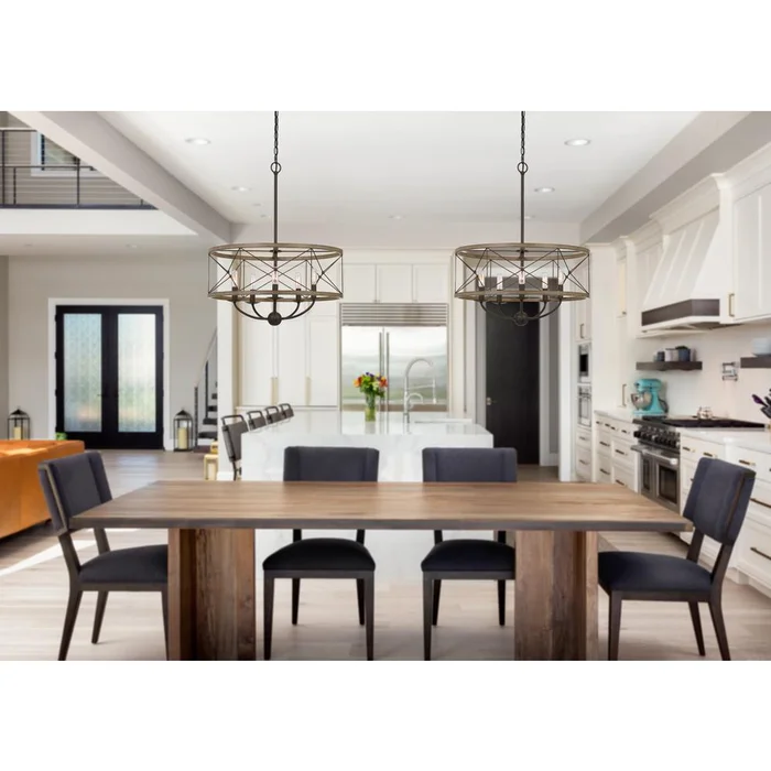 40W X 5 Modica Metal Pendant Fixture (Edison Bulbs Not Included) By Cal Lighting – Distress Ivory/Iron