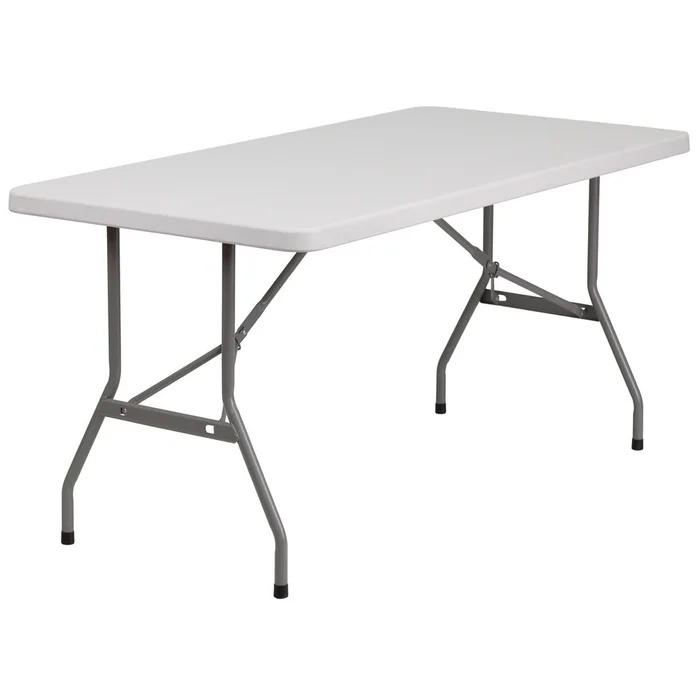5-Foot Granite In White Plastic Folding Table By Flash Furniture – Granite White