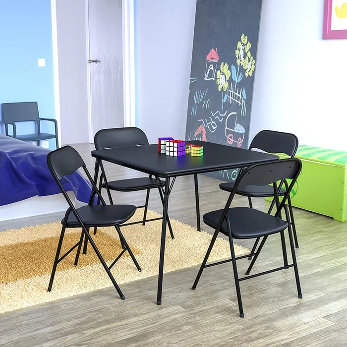 5 Piece Black Folding Card Table And Chair Set By Flash Furniture – Black