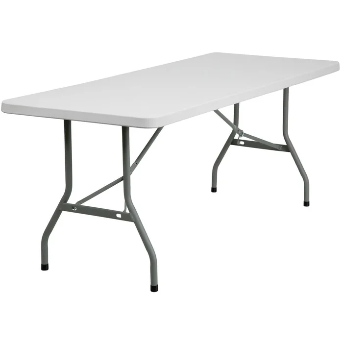 6-Foot Granite In White Plastic Folding Table By Flash Furniture – Granite White
