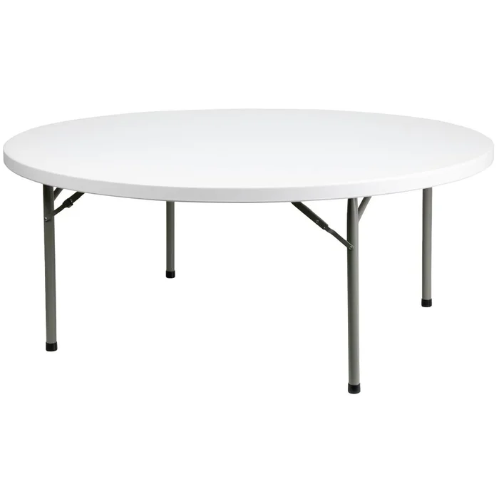 6-Foot Round Granite White Plastic Folding Table By Flash Furniture – Granite White