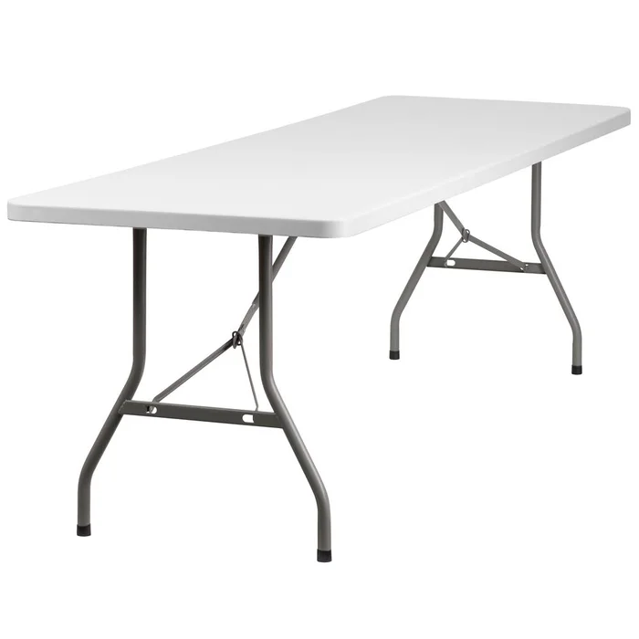 8-Foot Granite In White Plastic Folding Table By Flash Furniture – Granite White