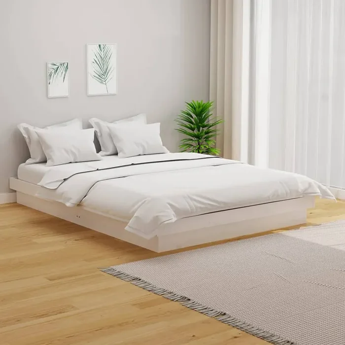 819908 vidaXL Bed Frame without Mattress White Solid Wood 140×200 cm