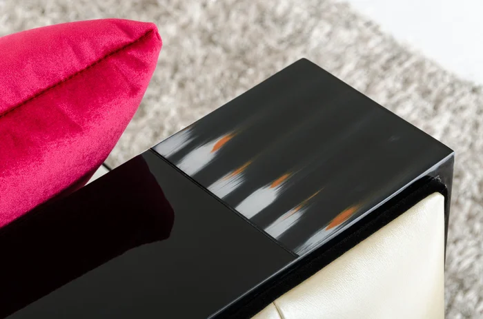 A&X Bellagio Transitional Black Crocodile and Beige Fabric Chaise