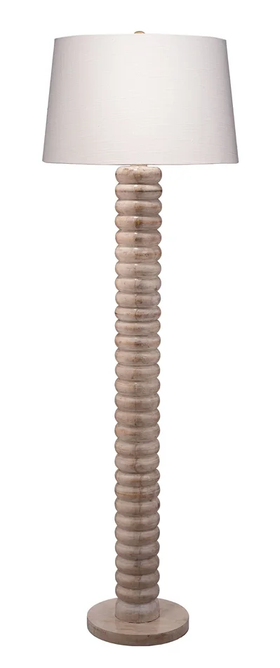 Abacus Mango Wood Floor Lamp with Linen Shade