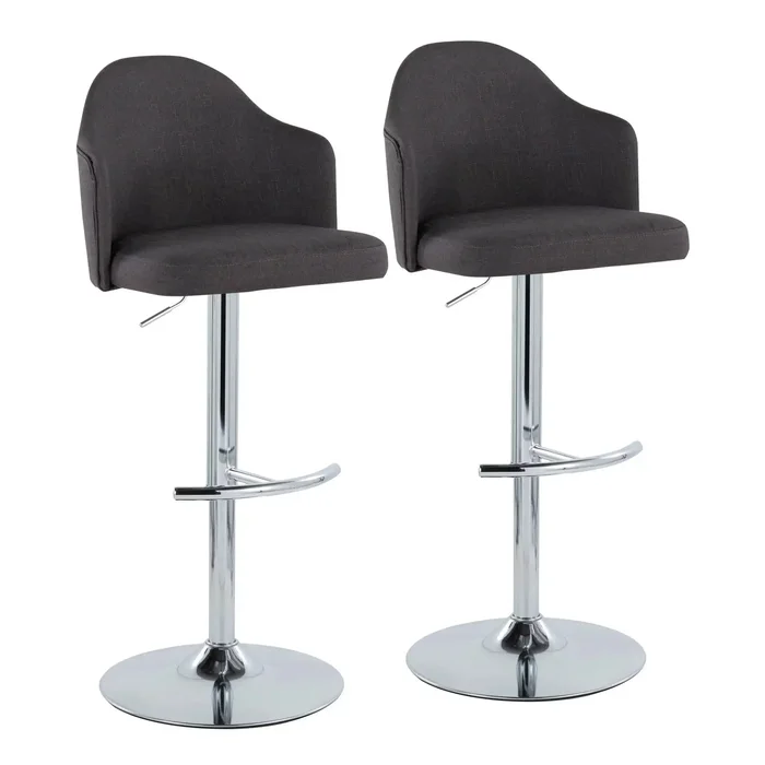 Ahoy – Contemporary Adjustable Barstool With Swivel With Rounded T Footrest (Set of 2)