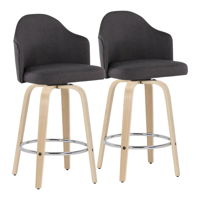 Ahoy – Mid Century Modern Fixed Height Counter Stool With Round Footrest (Set of 2)