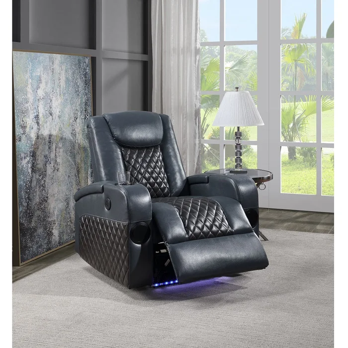 Alair 35″W Upholstered Power Motion Recliner with Bluetooth Speaker & Cooling Cup Holder