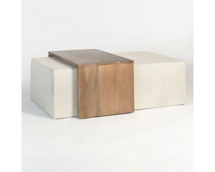 Alder & Tweed Furniture Asher Ottoman in Subtle Linen