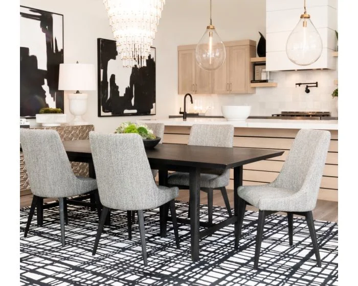 Alder & Tweed Furniture Dallas 96″ Dining Set in Onyx Oak