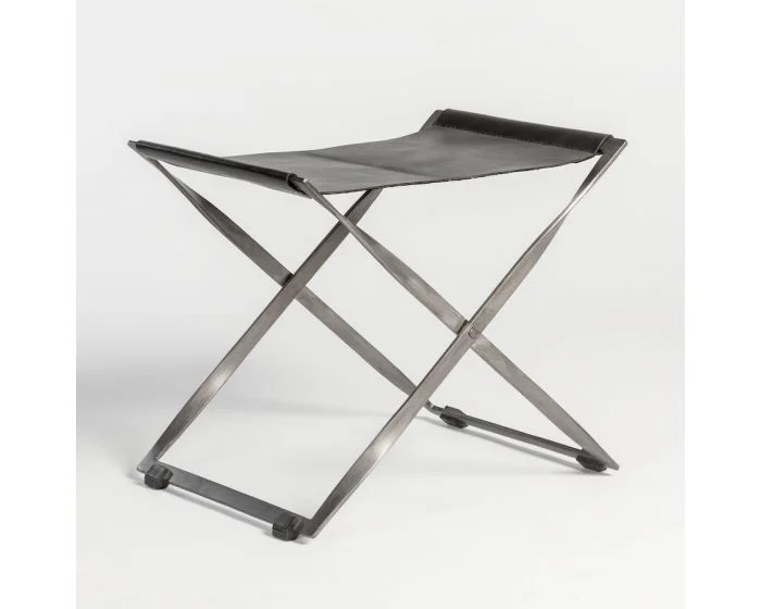 Alder & Tweed Furniture Harper Scissor Ottoman in Aged Obsidian