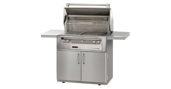 Alfresco 82500 Total BTU 36 Inch Wide 3 Burner Natural Gas Outdoor Grill with Sear Zone on Cart
