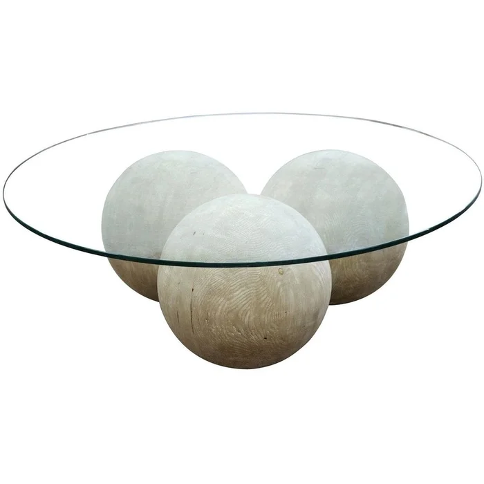 Allium Three Sphere Coffee Table with 48″ Glass Top