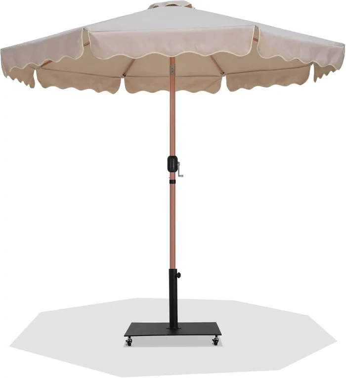 Amalfi – Aluminum Patio Umbrella – Black Base / Light Brown Pole