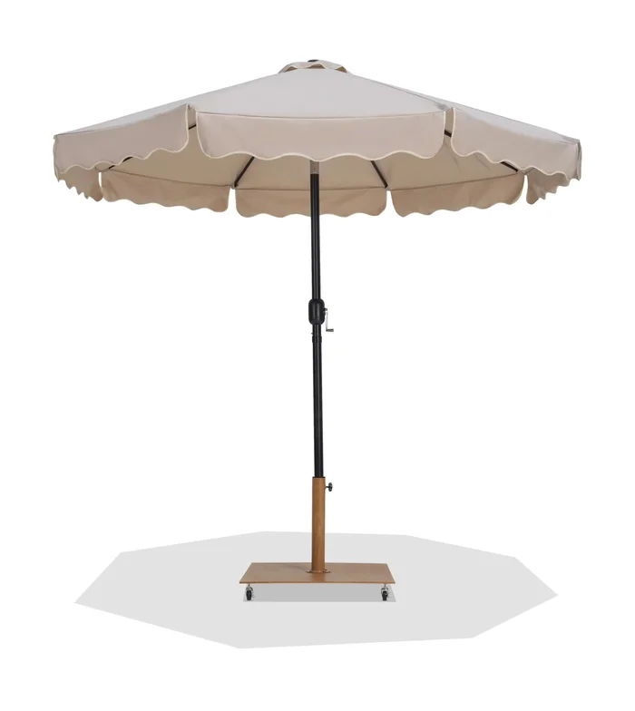 Amalfi – Aluminum Patio Umbrella – Light Brown Base / Black Pole