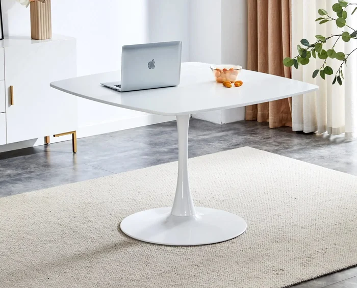 Amara White Dining Table Mid-Century for 4-6 people