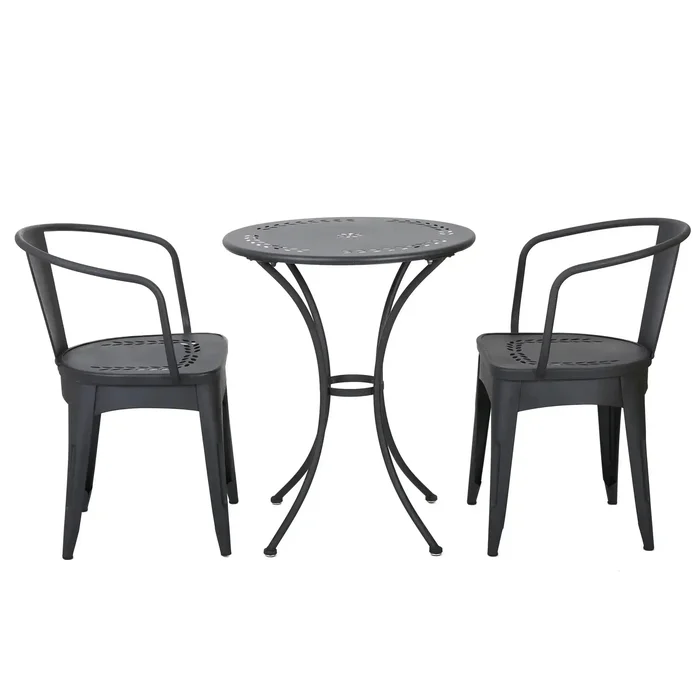 Ambrosia – 3 Piece Bistro Set With Leaf Motifs Top And Seat
