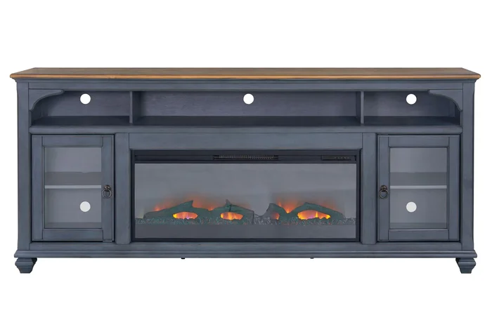 Americana – 86 In Fireplace TV Stand For TVs Up To 95″ – Blue