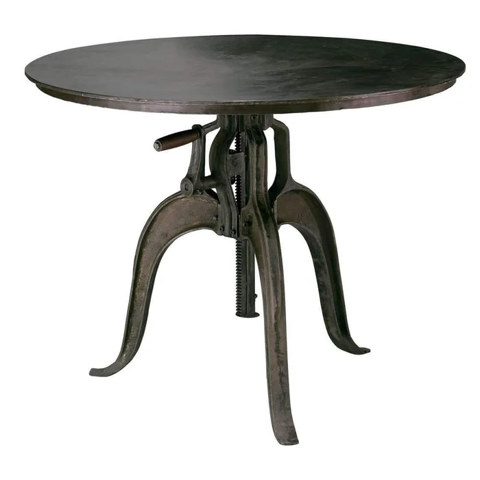 Americana Adjustable Height Crank Table in Gun Metal