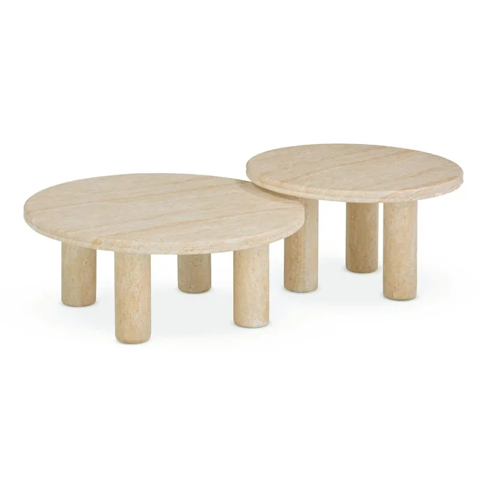 Amora – Indoor / Outdoor Nesting Accent Tables (Set of 2) – Travertine