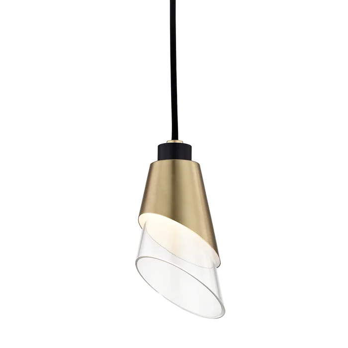 Angie 1 Light Pendant – Aged Brass/Black