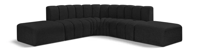 Arc – Boucle Fabric 6 Piece Corner Modular Sofa