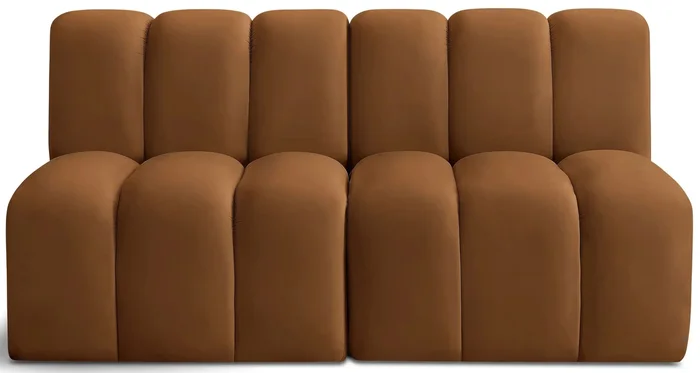 Arc – Velvet 2 Seats Modular Sofa – Saddle