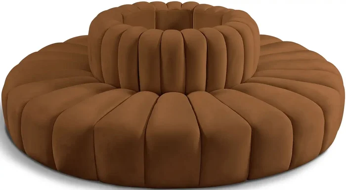 Arc – Velvet 8 Piece Round Modular Sofa – Saddle