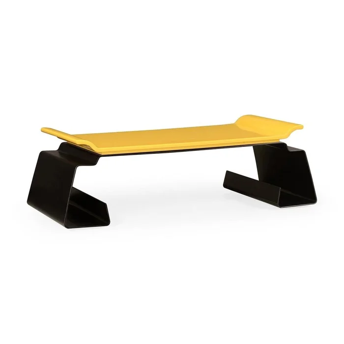 Asian Peking Yellow & Bronzed Iron Coffee Table