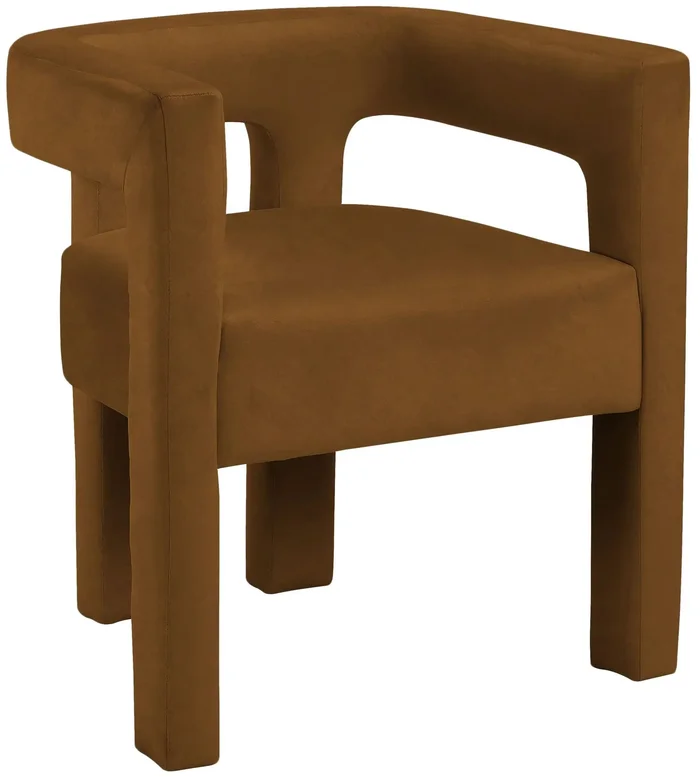 Athena – Velvet Dining Chair – Saddle