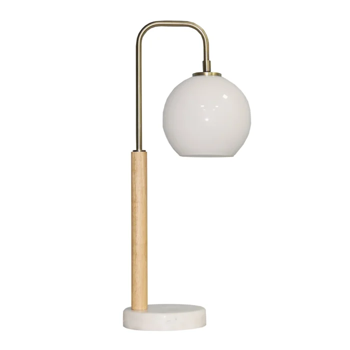 Auris White Globe Lampshade Table Lamp with Marble Base