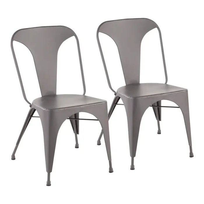 Austin – Industrial Dining Chair (Set of 2) – Matte Gray