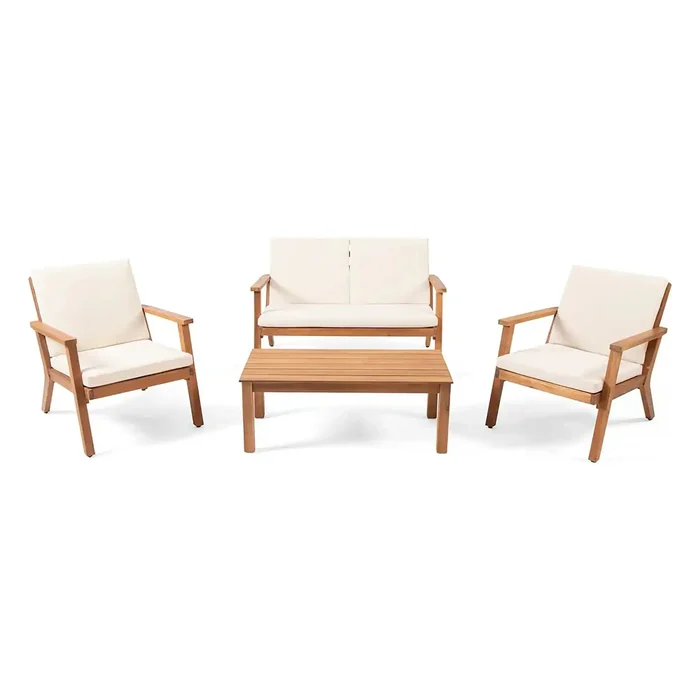 Avacyn – Outdoor Acacia Wood 4 Seater Chat Set With Cushions